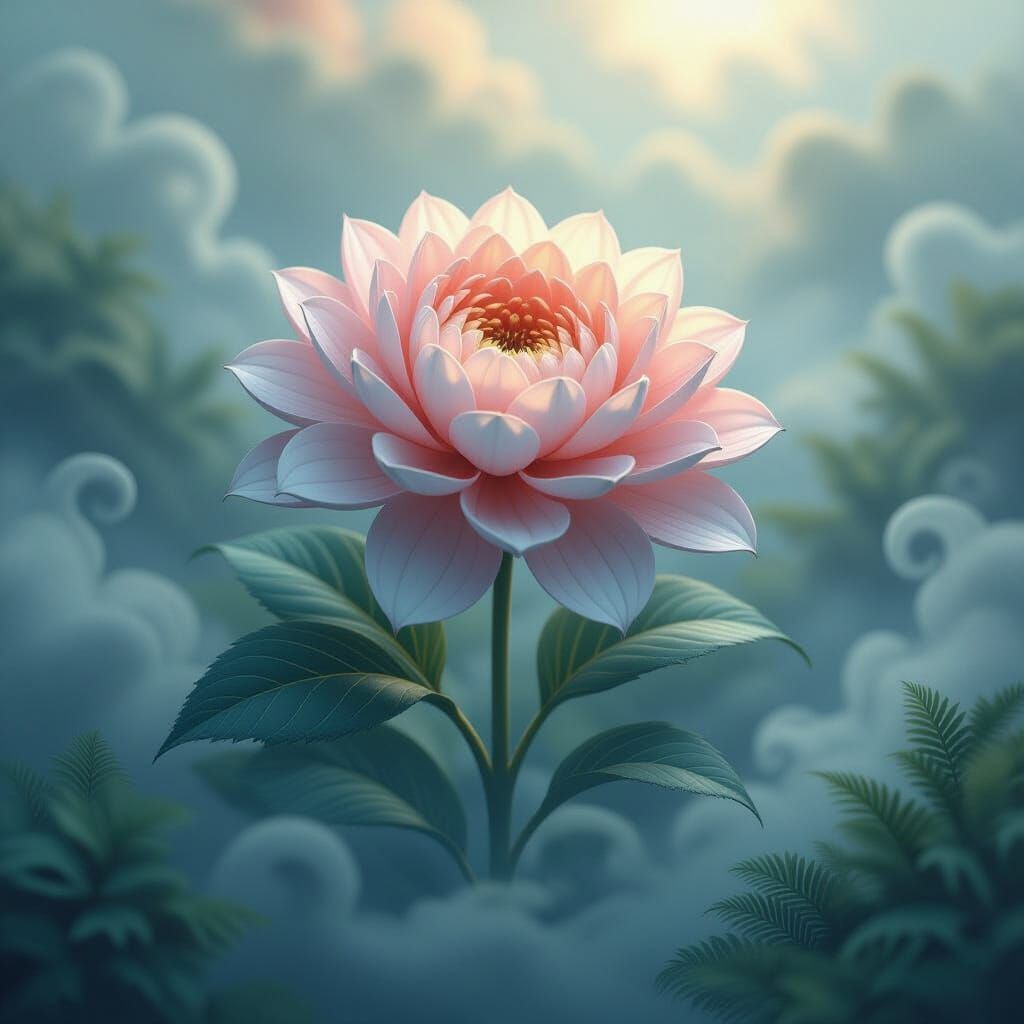 Ethereal Fantasy Plant in Swirling Mist
