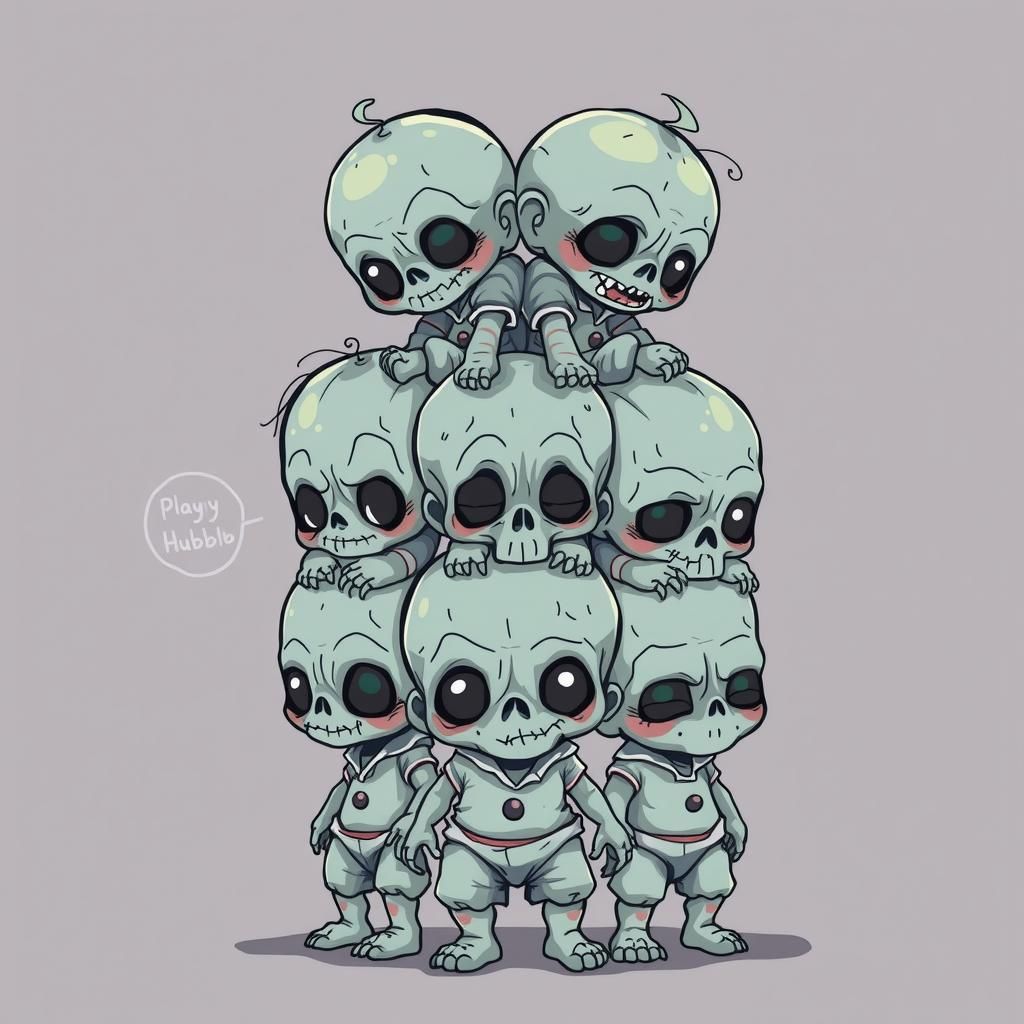 Vibrant Chibi Art of Balanced Baby Zombies