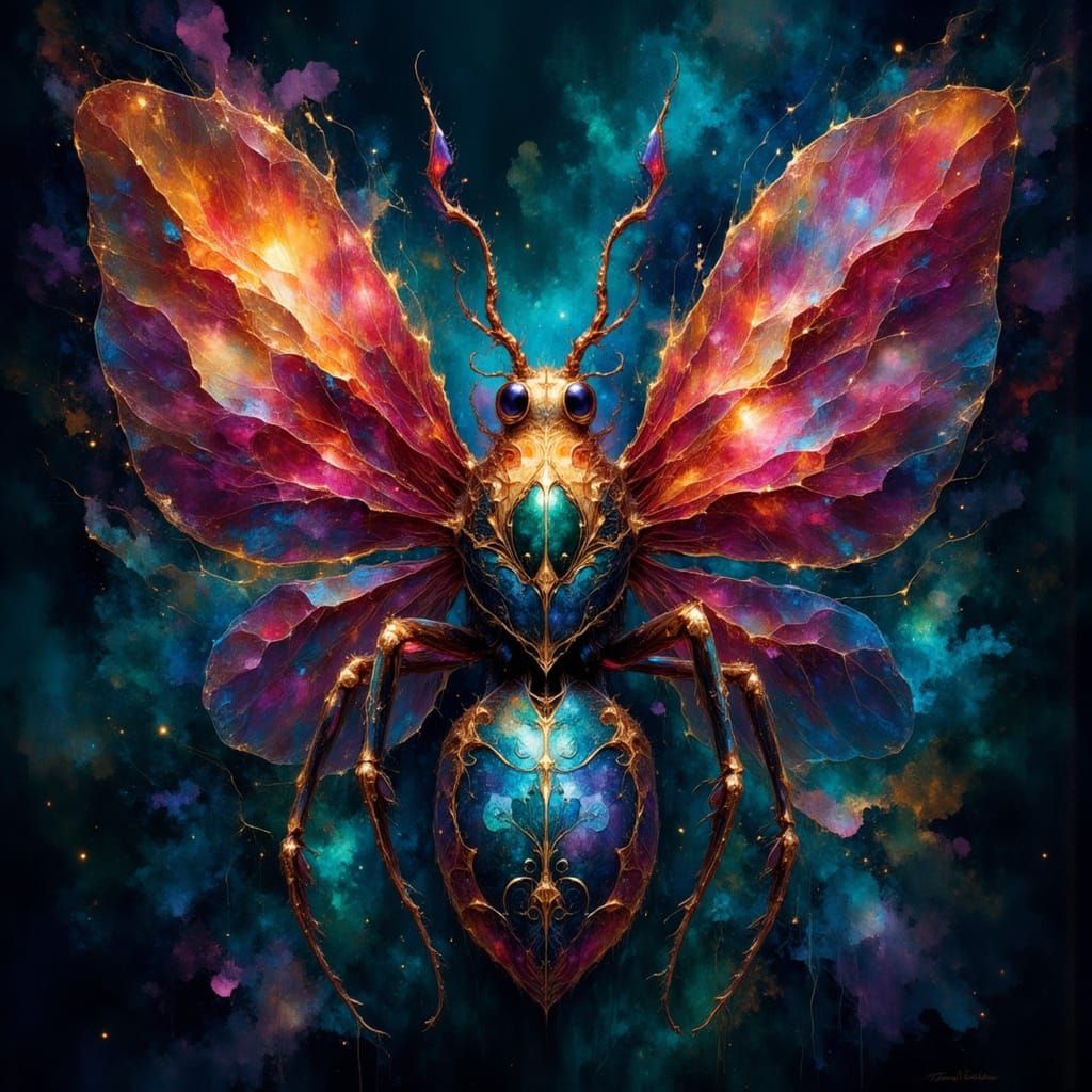 Galactic Rose Insect in Fantasy Art Style