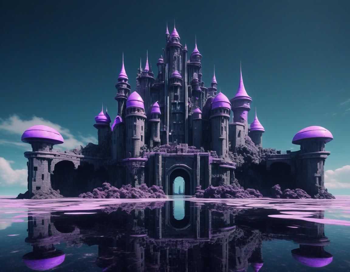 Futuristic Seascape with Astral Elements in a Baroque Style