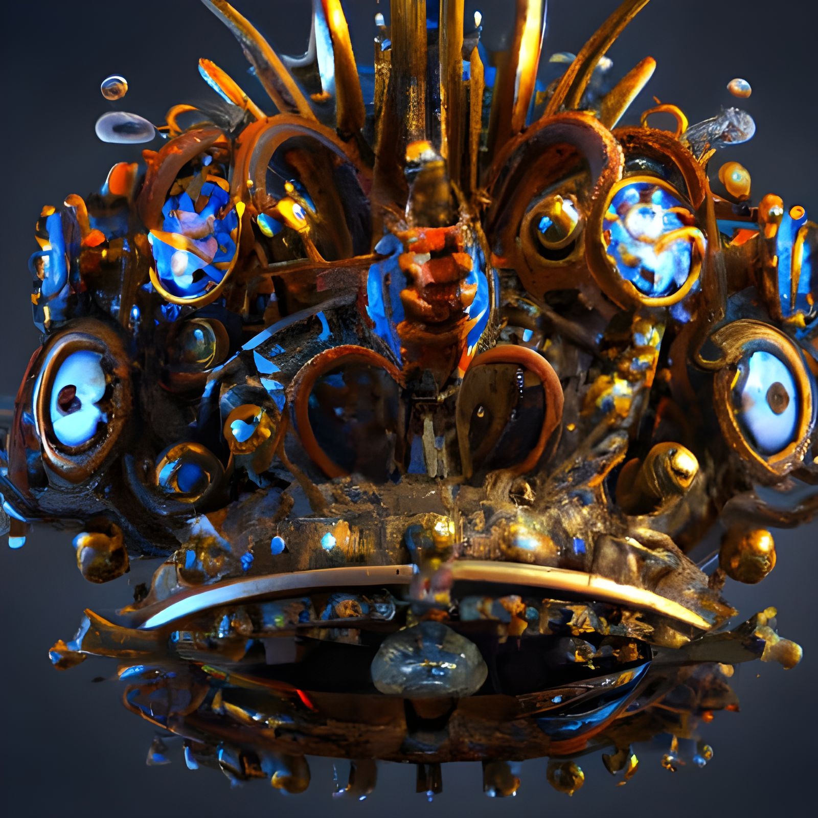 Glowing Bronze Steampunk Crown with Intricate Gears