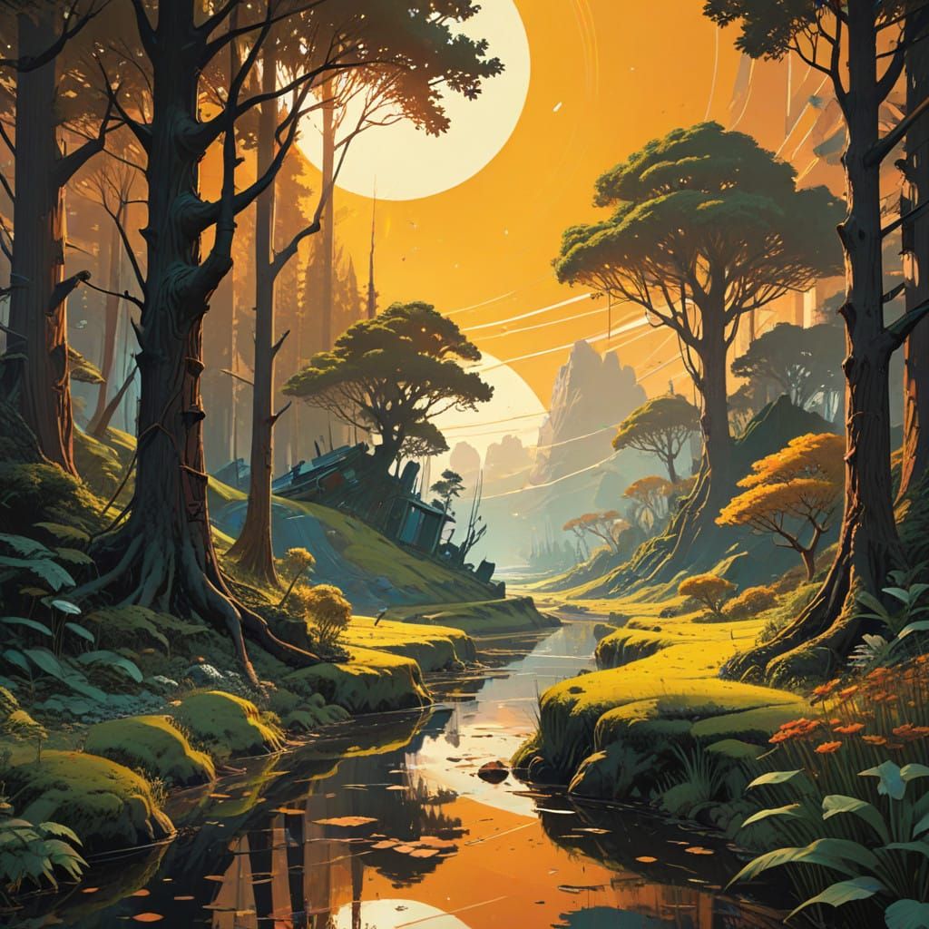 Vibrant Fairytale Garden in Geometric Paradise