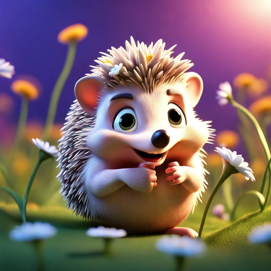 Vibrant Hedgehog in Whimsical Wonderland