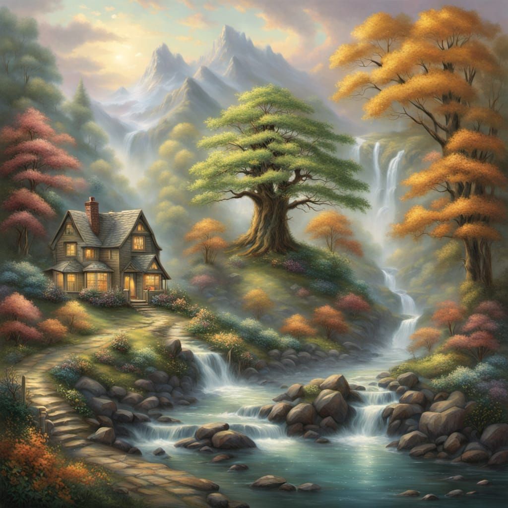 Majestic Tree of Seasons in Ethereal Light