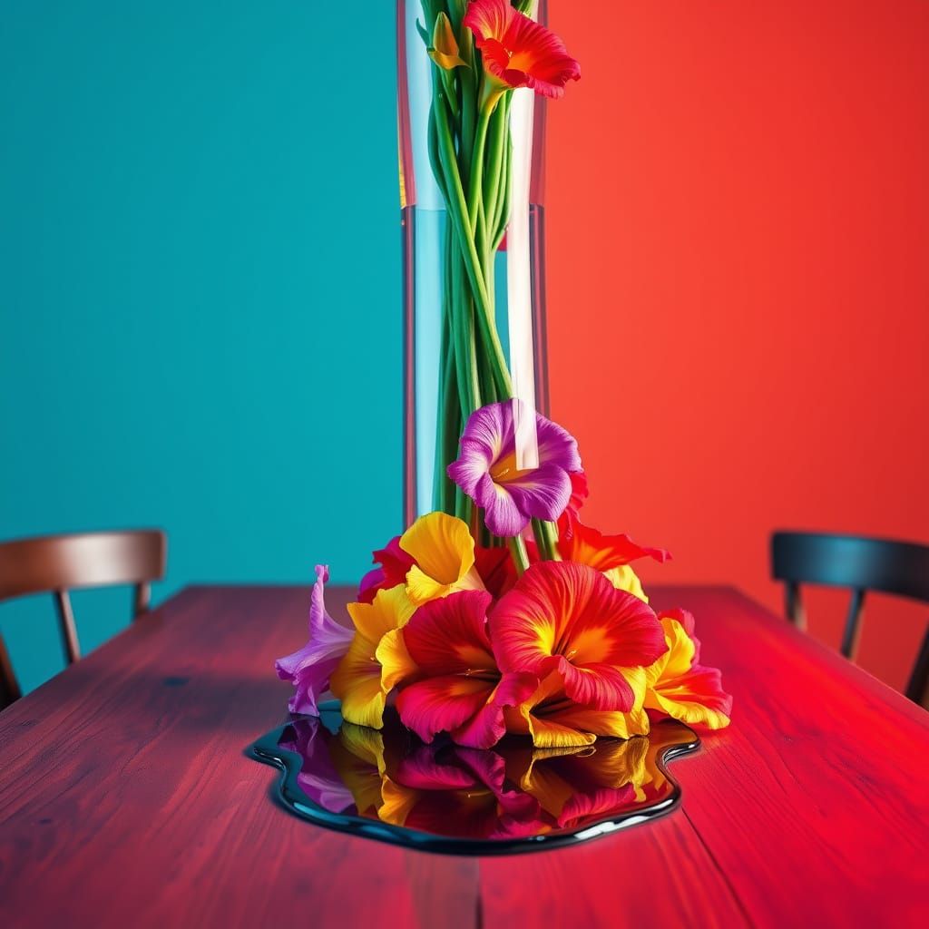 Vibrant Digital Pop Art Blooms in Modern Bauhaus Style