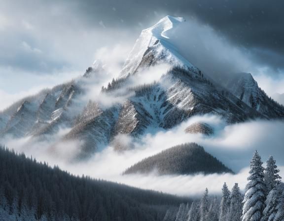 Snowy Mountain Landscape in Stunning Hyperrealistic Detail