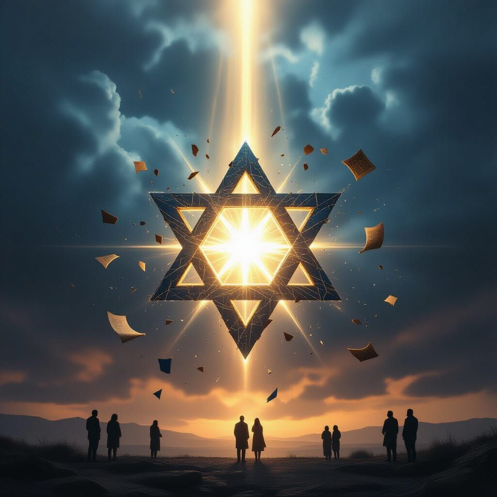 Rebirth: Shattered Star of David Reforming in Storm