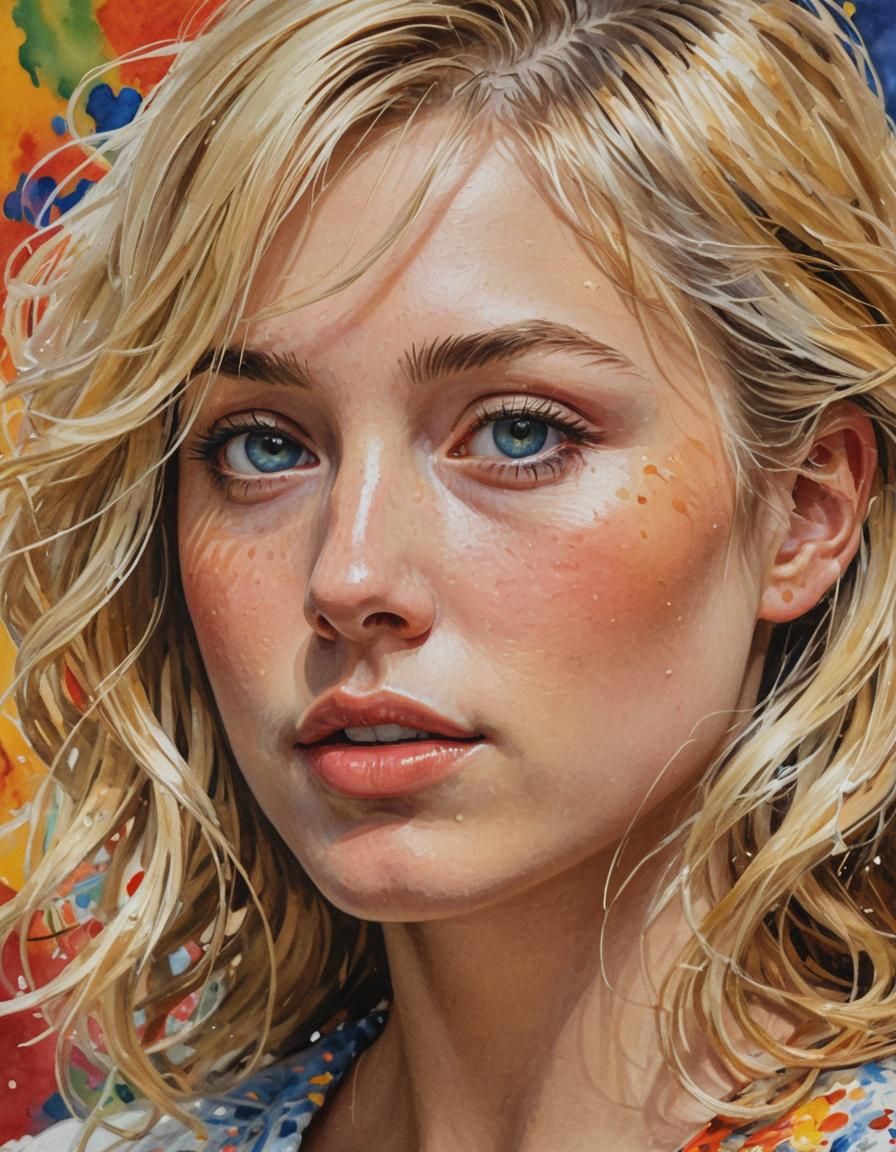 Intricate Erika Portrait in Gouache Impressionist Style