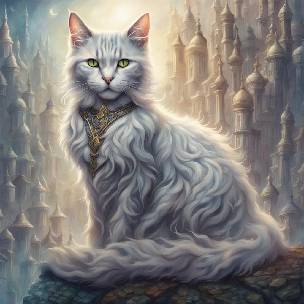 Whiskered Ethereal Beings Emerge from Enchanting Mist