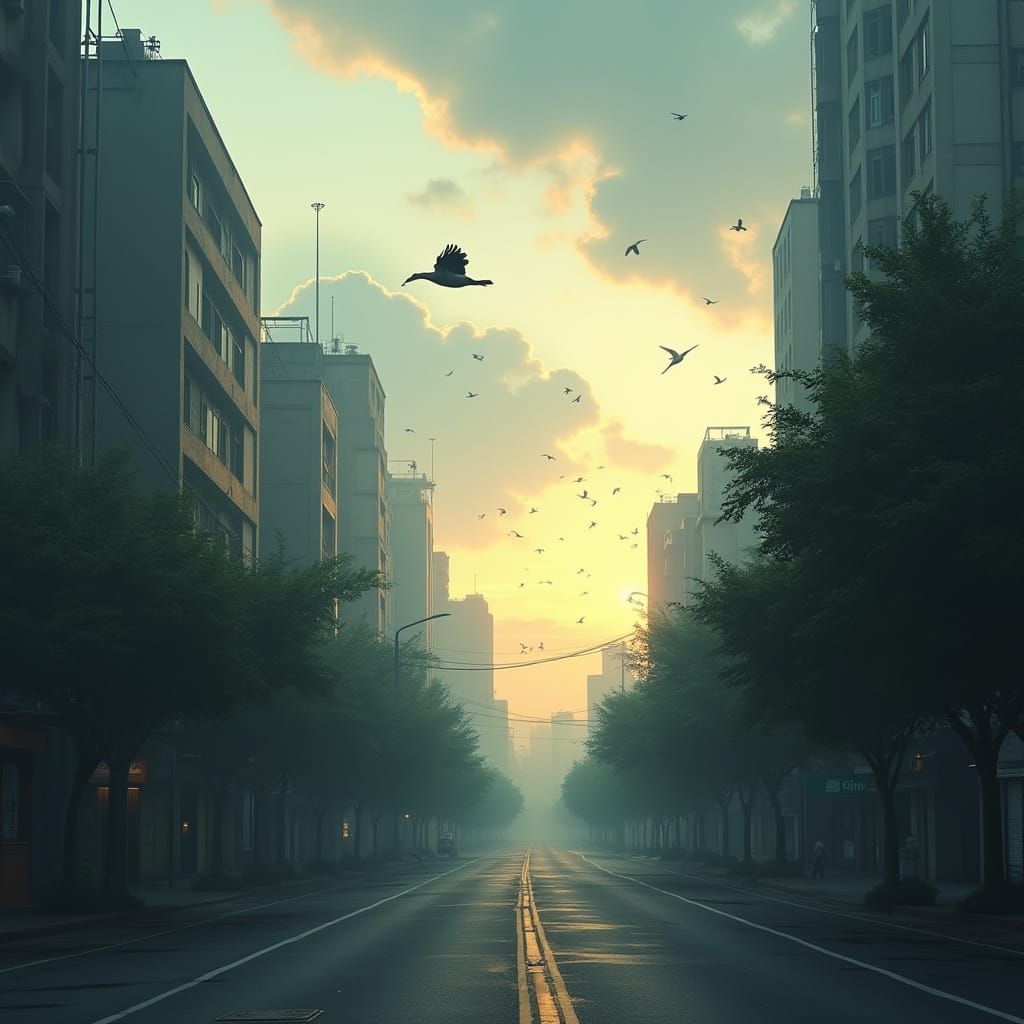 Makati Cityscape at Dawn in Atmospheric Style