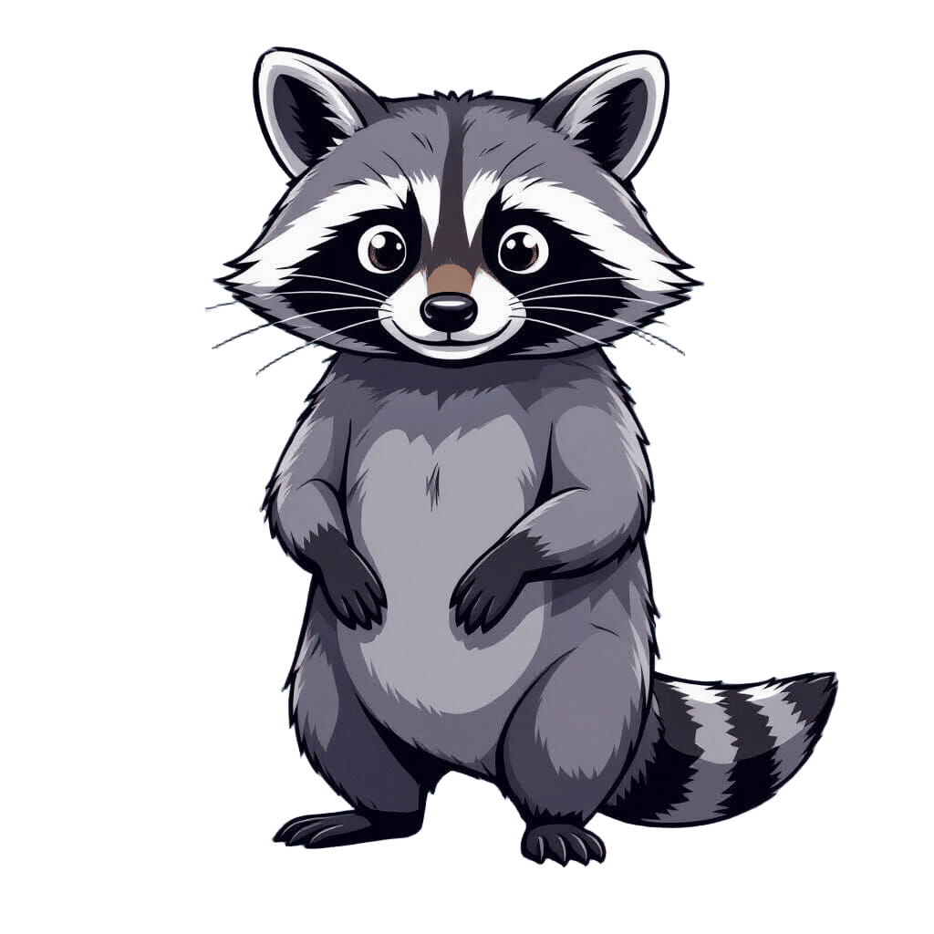 Vector Style Raccoon Standing Straight