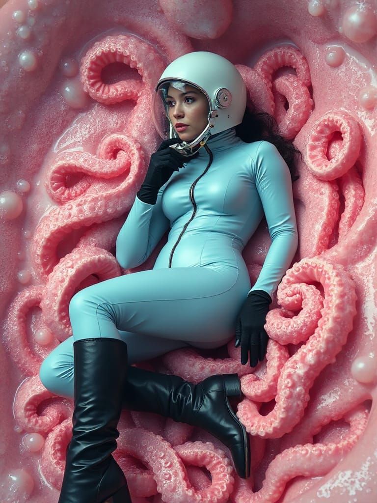 Woman Trapped in Monster Stomach as Hyperrealistic Art