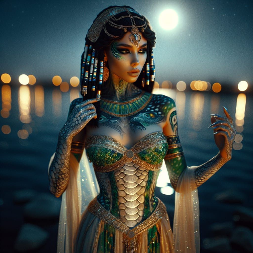 Egyptian Goddess of Purification in Moonslit Splendor