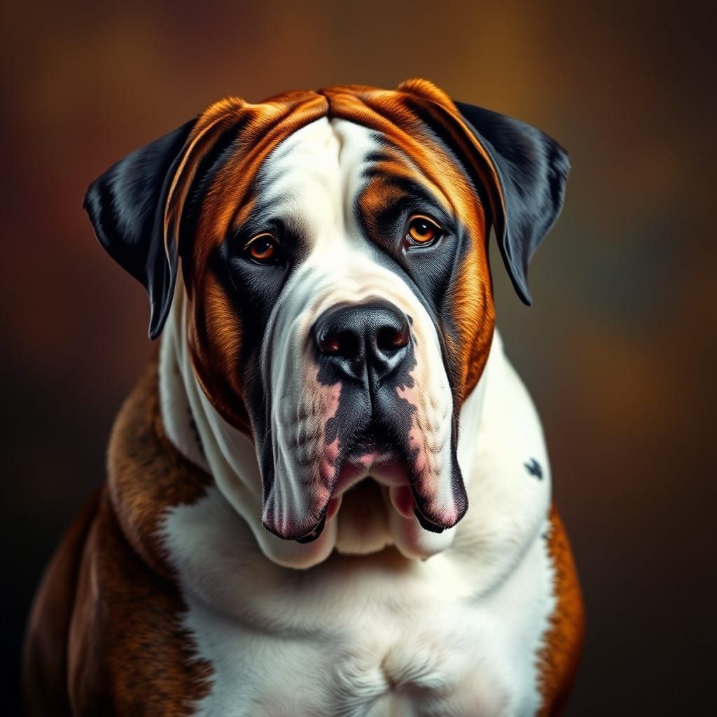 Hyperrealistic Canine Portrait of a Saint Bernard Pit Bull G...
