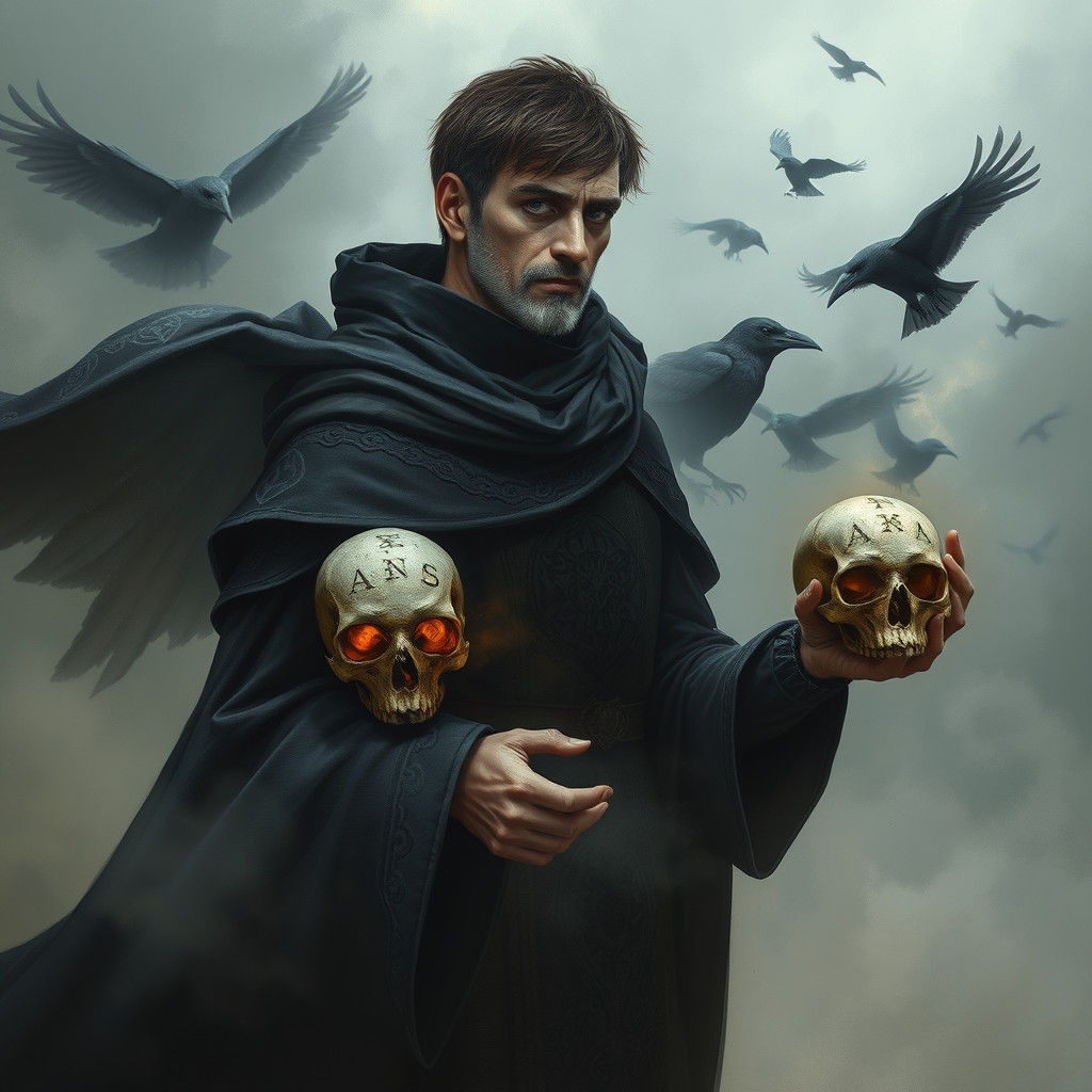 The Mystical Necromancer in a Haunting Dreamscape