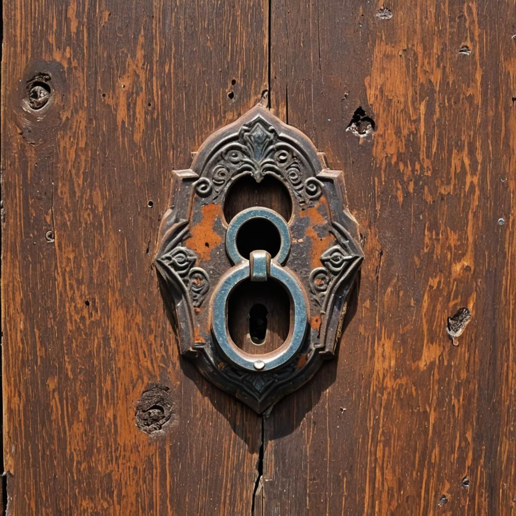 Macro Shot of Rusted Keyhole with Gloved Hand