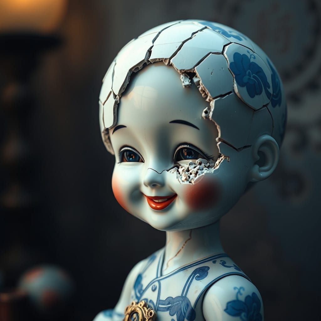 Intricately Detailed, Broken Chinese Porcelain Doll in a Vin...
