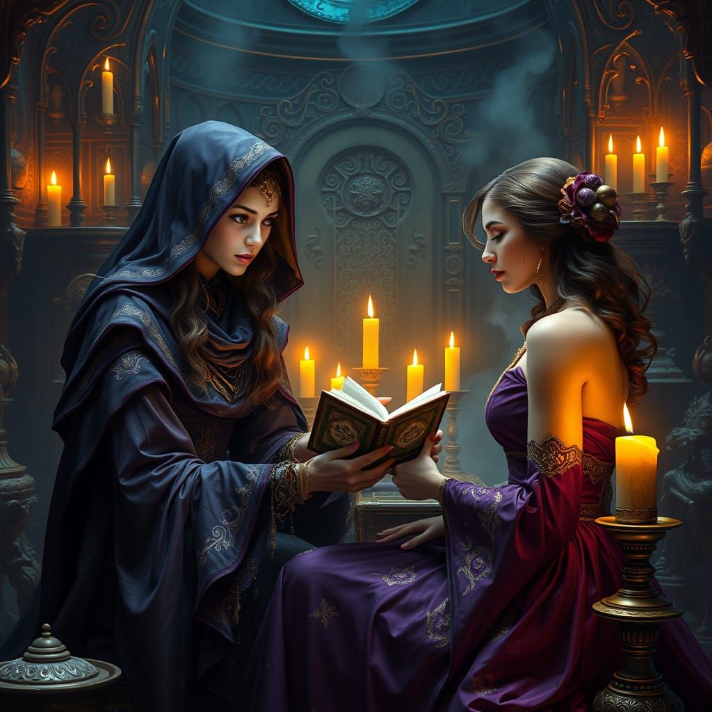 Mysterious Fortune-Teller in Golden Glow