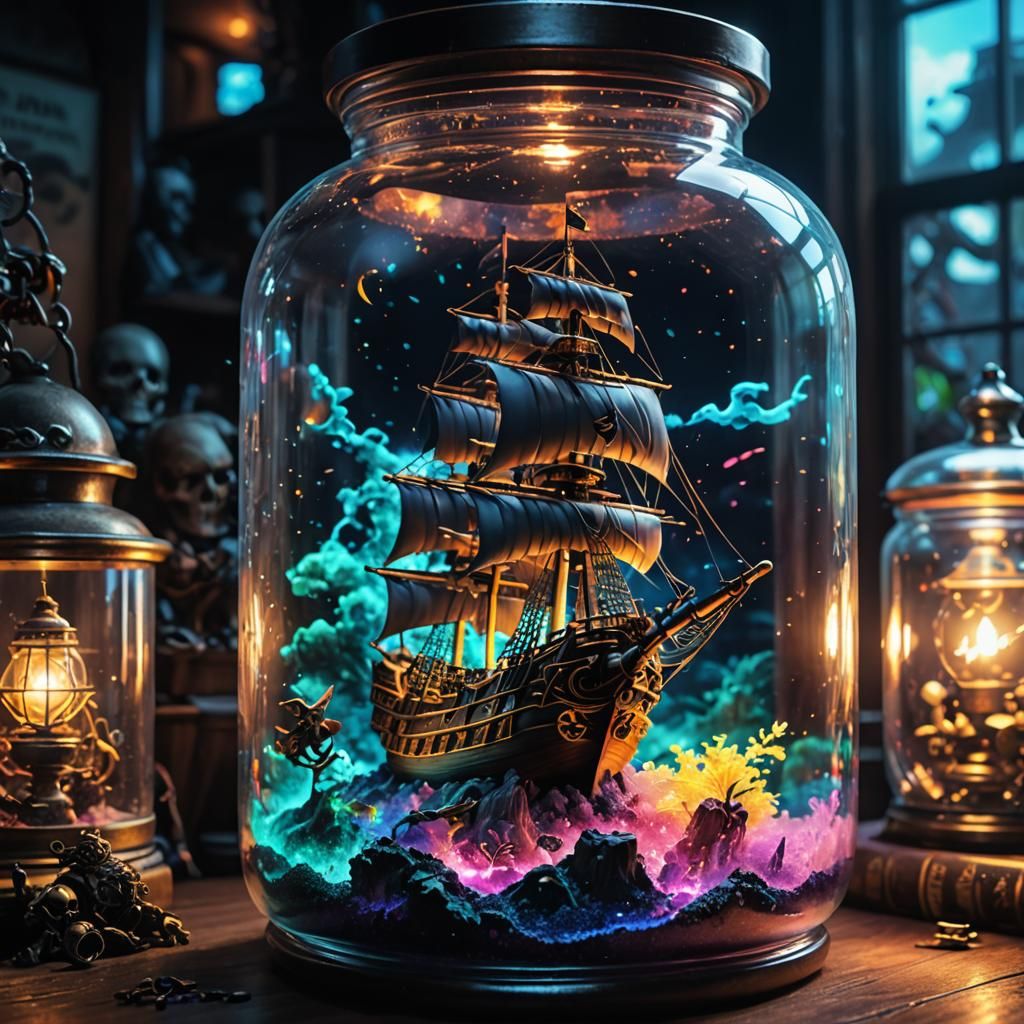 Surreal Anime Storm Scene in Vibrant Neon Hues