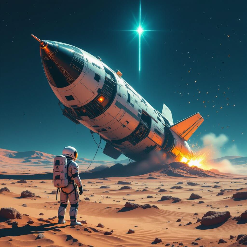 Astronaut on Alien Planet after Spaceship Crash