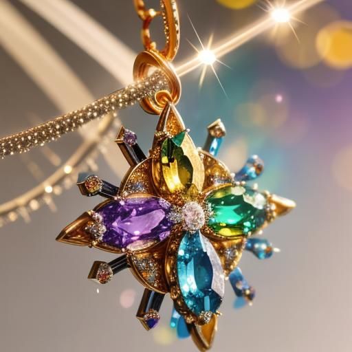 Golden Jewel with Rainbow Crystal Cross
