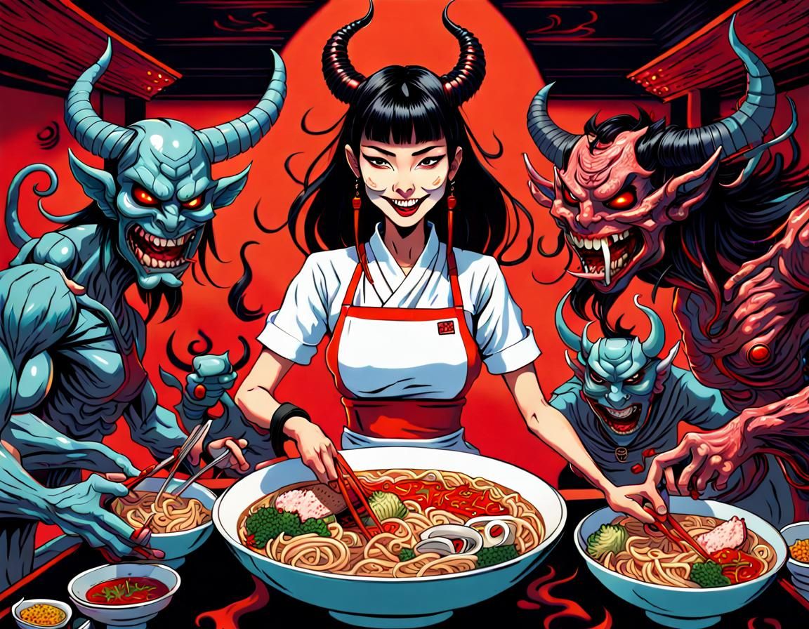 Whimsical Dark Fantasy Ramen Cafe