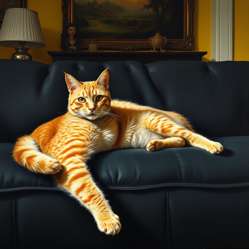 Majestic Yellow Tabby in Warm Chiaroscuro Lighting