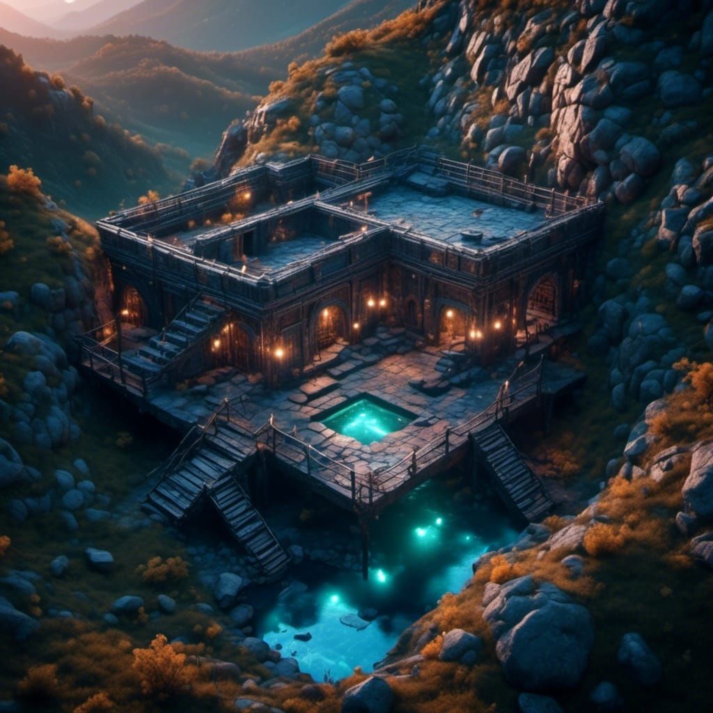 Retro-Futuristic Dungeon Lair in Hyper-Realistic Sci-Fi Styl...