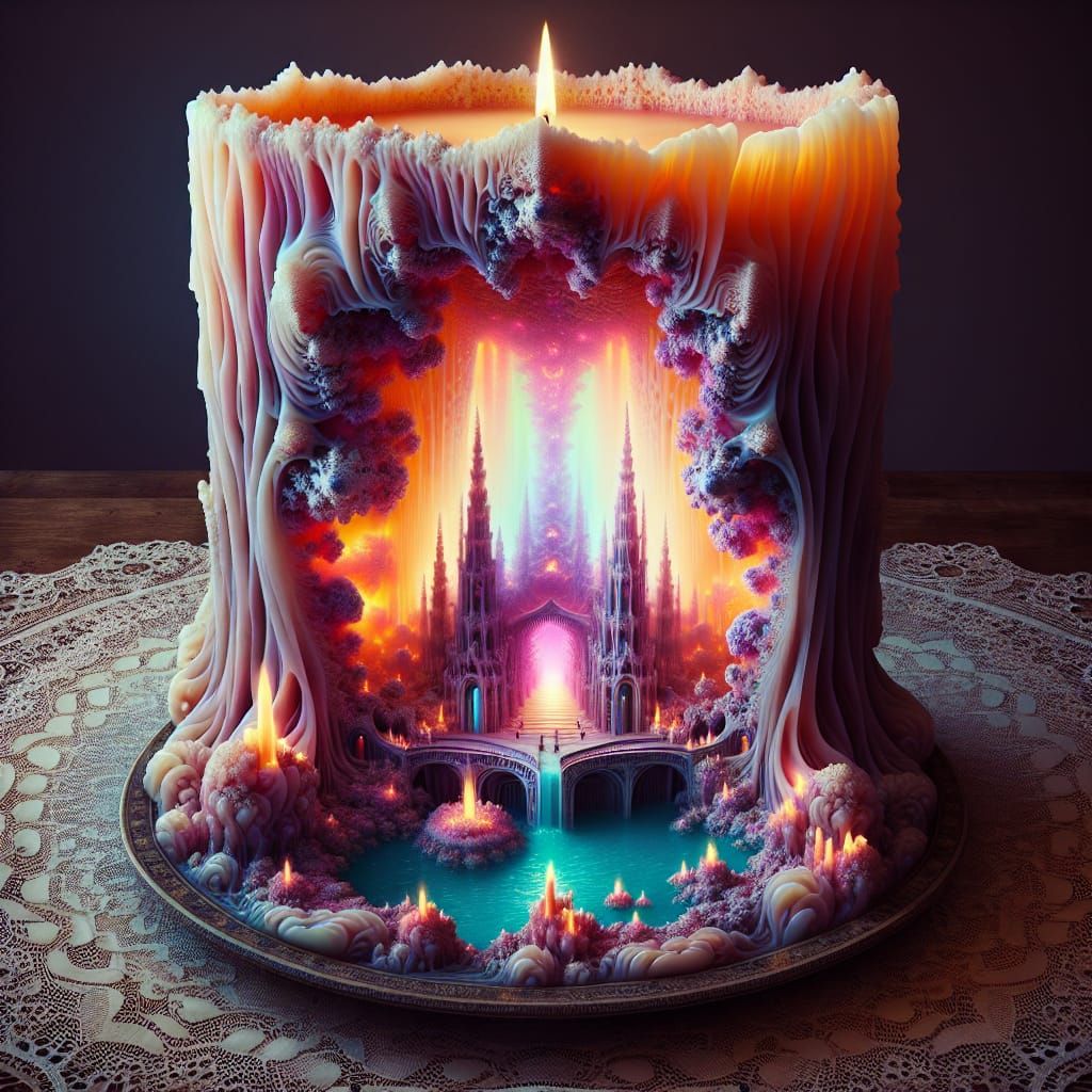 Enchanted Candle World in Whimsical Pastel Hues