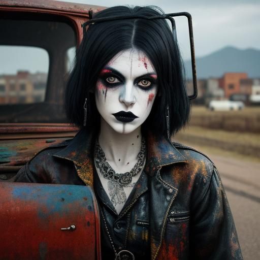 Surreal Goth Goddess Emerging from Pollock-Inspired Vortex o...