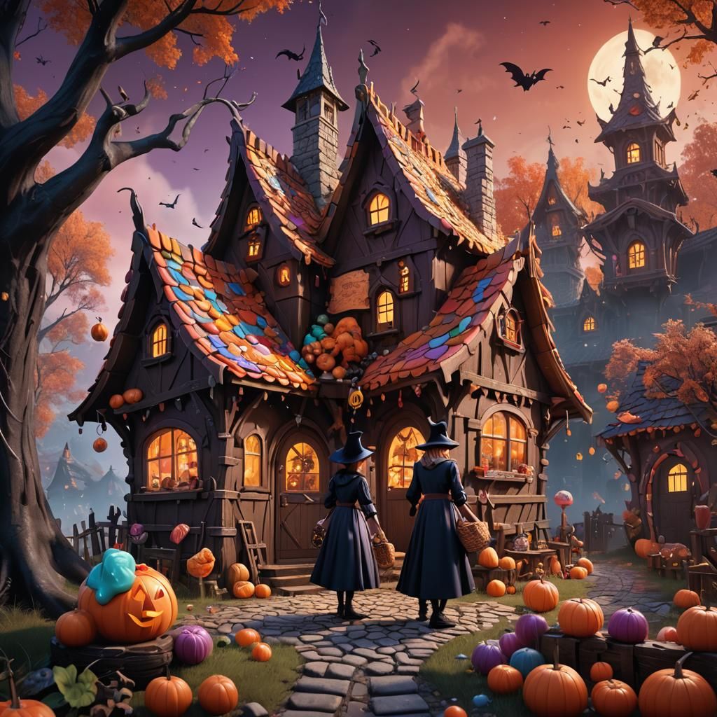 Hans and Gretel's Sweet Deception in Fantasy Landscapes