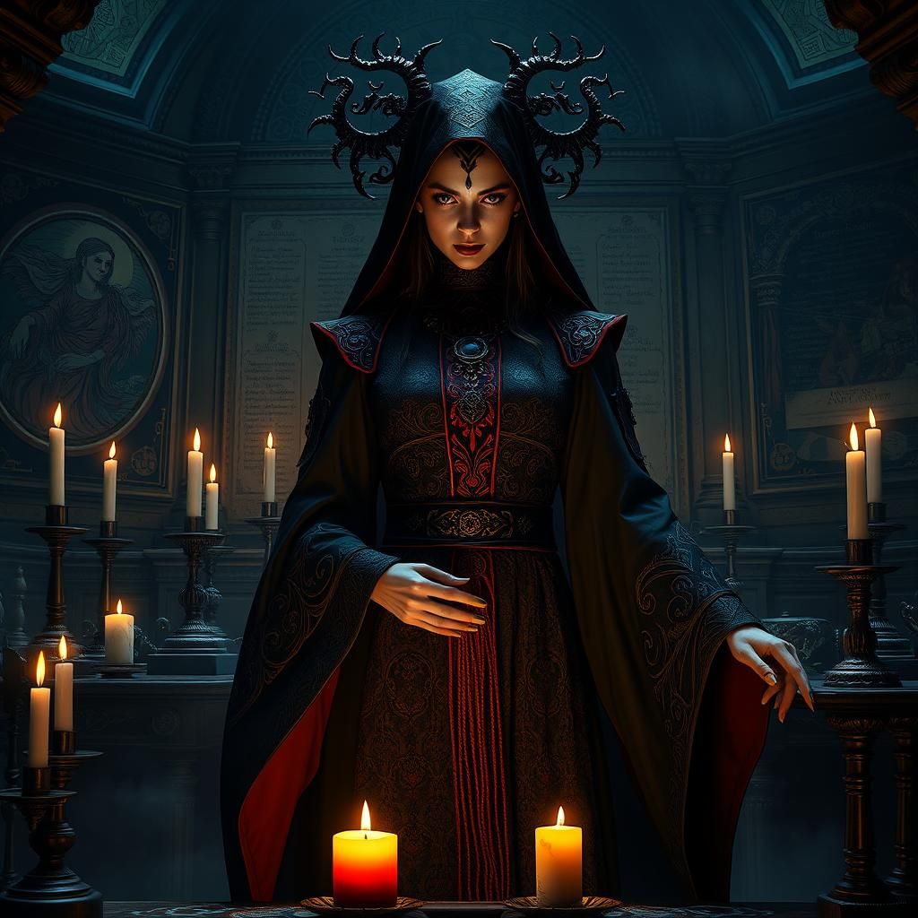 Cult Leader in Dark, Mysterious Chamber