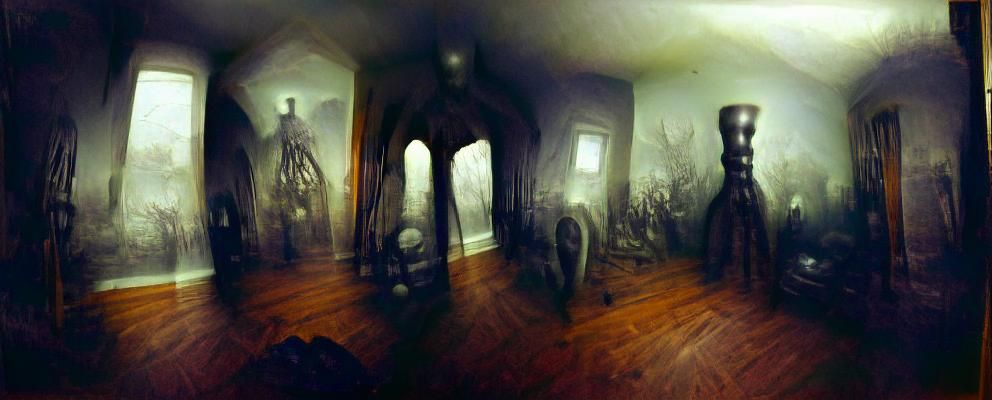 Sinister Specter Emerges from Shadows in Darkened Room