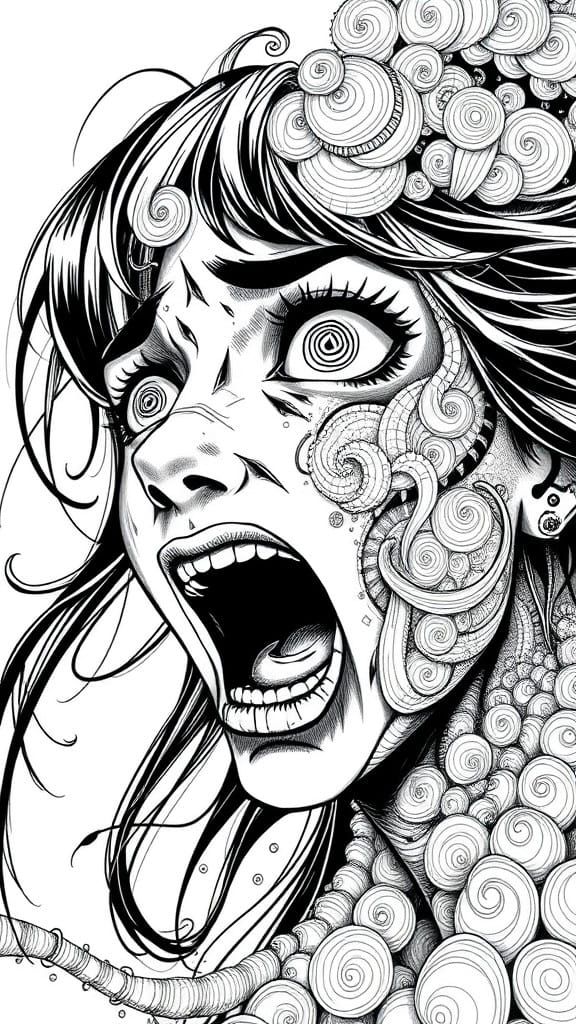 Surreal Spiral Transformation in Comic Art