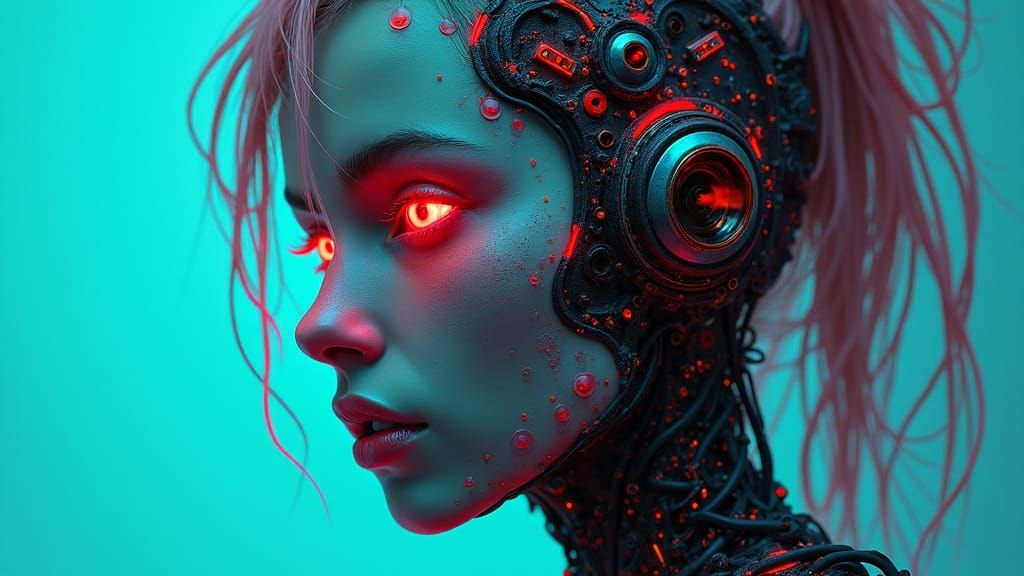 Cyberpunk Girl in Vibrant Gradient Hues