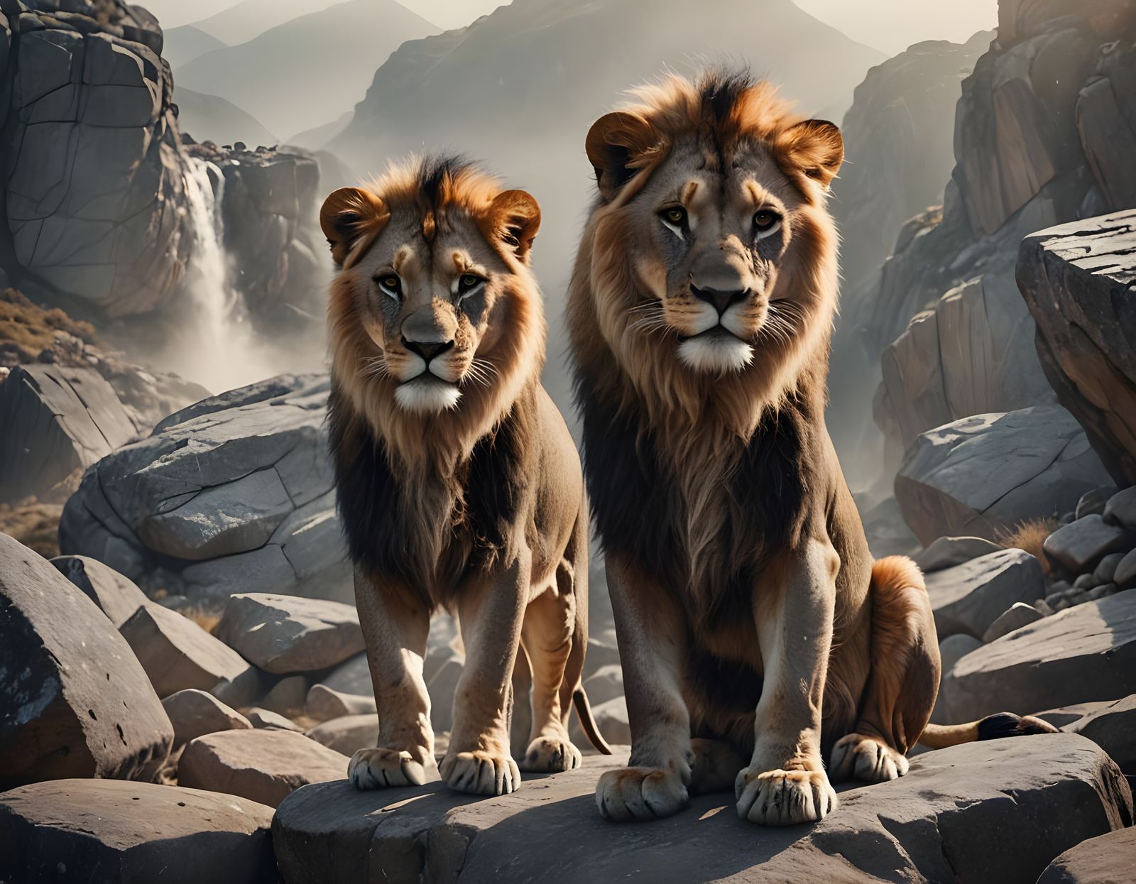 Luminous Lion Portrait in Cinematic Film Style