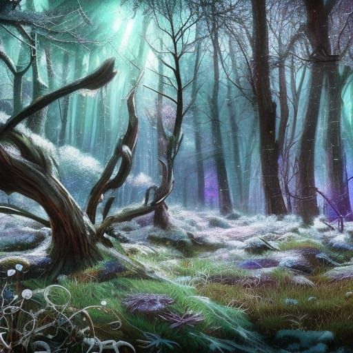 Ethereal Fantasy Forest in Hyperrealistic Style