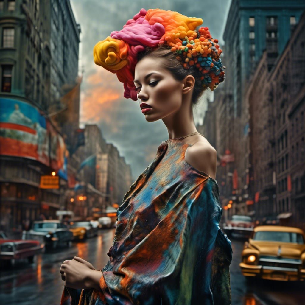 Polychromatic City Life in Hyperrealistic Style