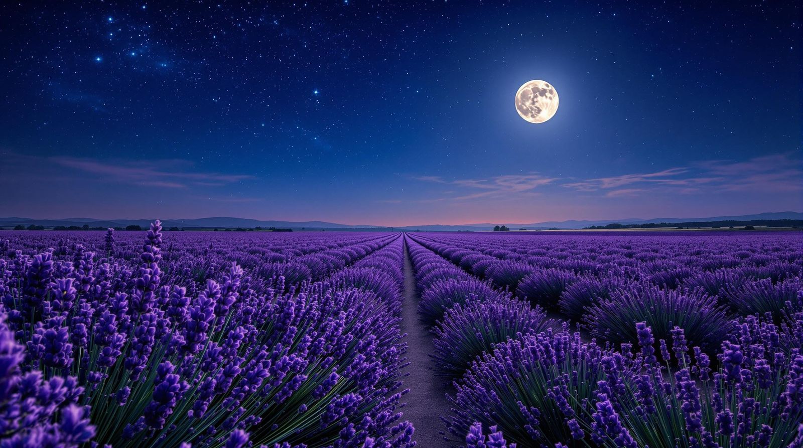 Moonlit Lavender Fields: Breathtaking Nature Photography