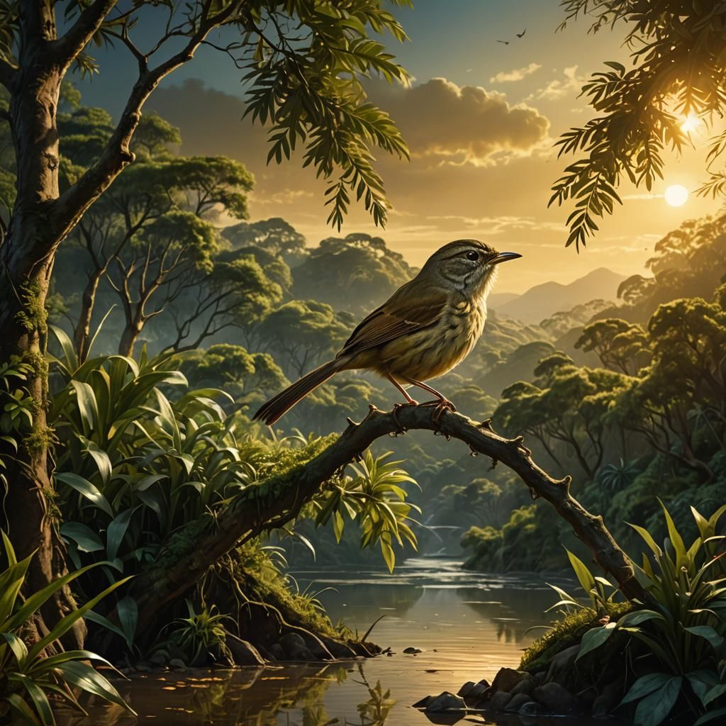 Gigantic Aberrant Bush Warbler Illuminates Jungle Canopy in....