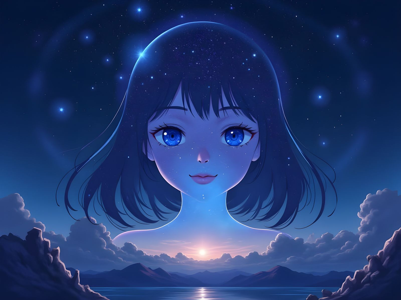 Starry Sky Portrait in Anime Style