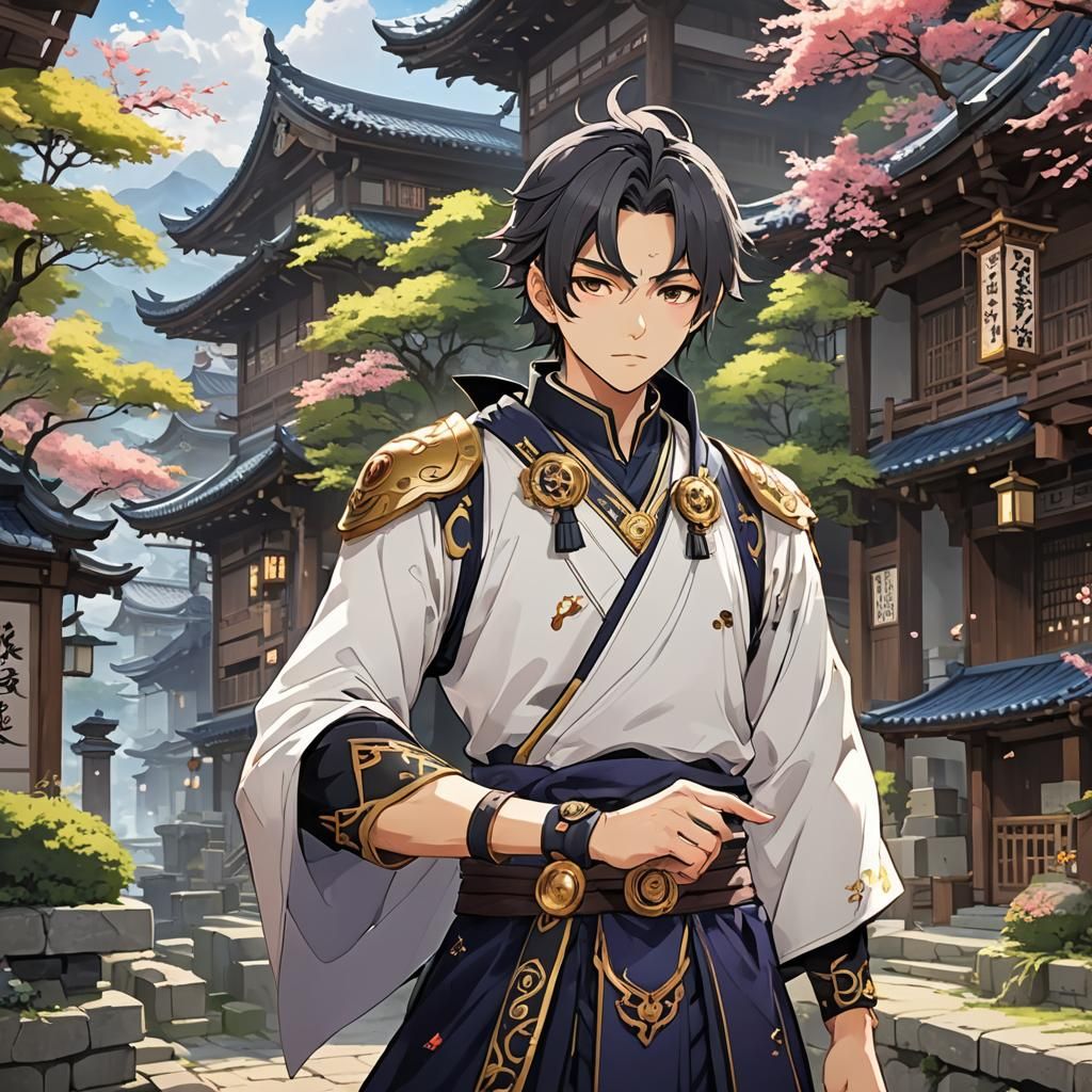 Handsome Zhongli in Ancient Asian Landscapes
