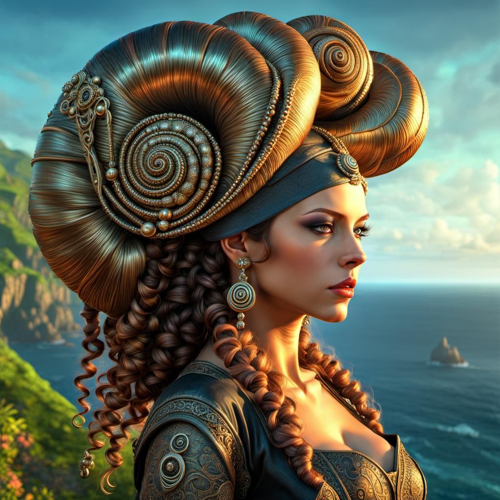 Ethereal Pirate Goddess in Psychedelic Wedding attire amidst...