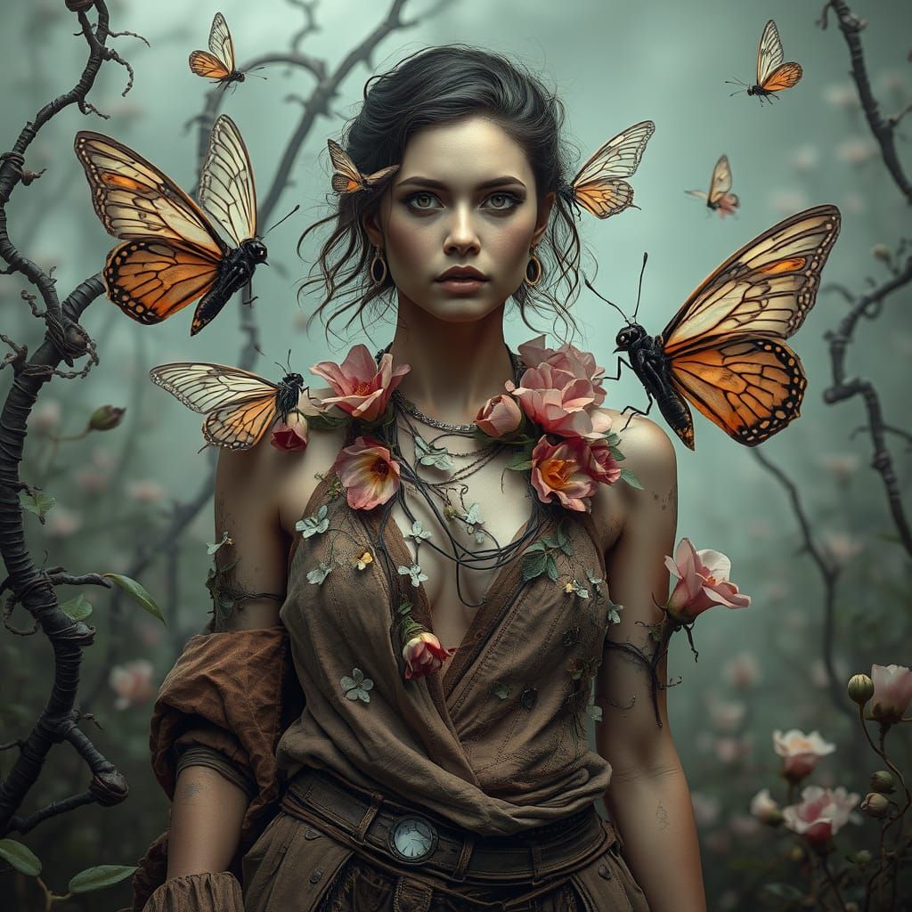 Dystopian Goddess Unfurls Floral Rebellion