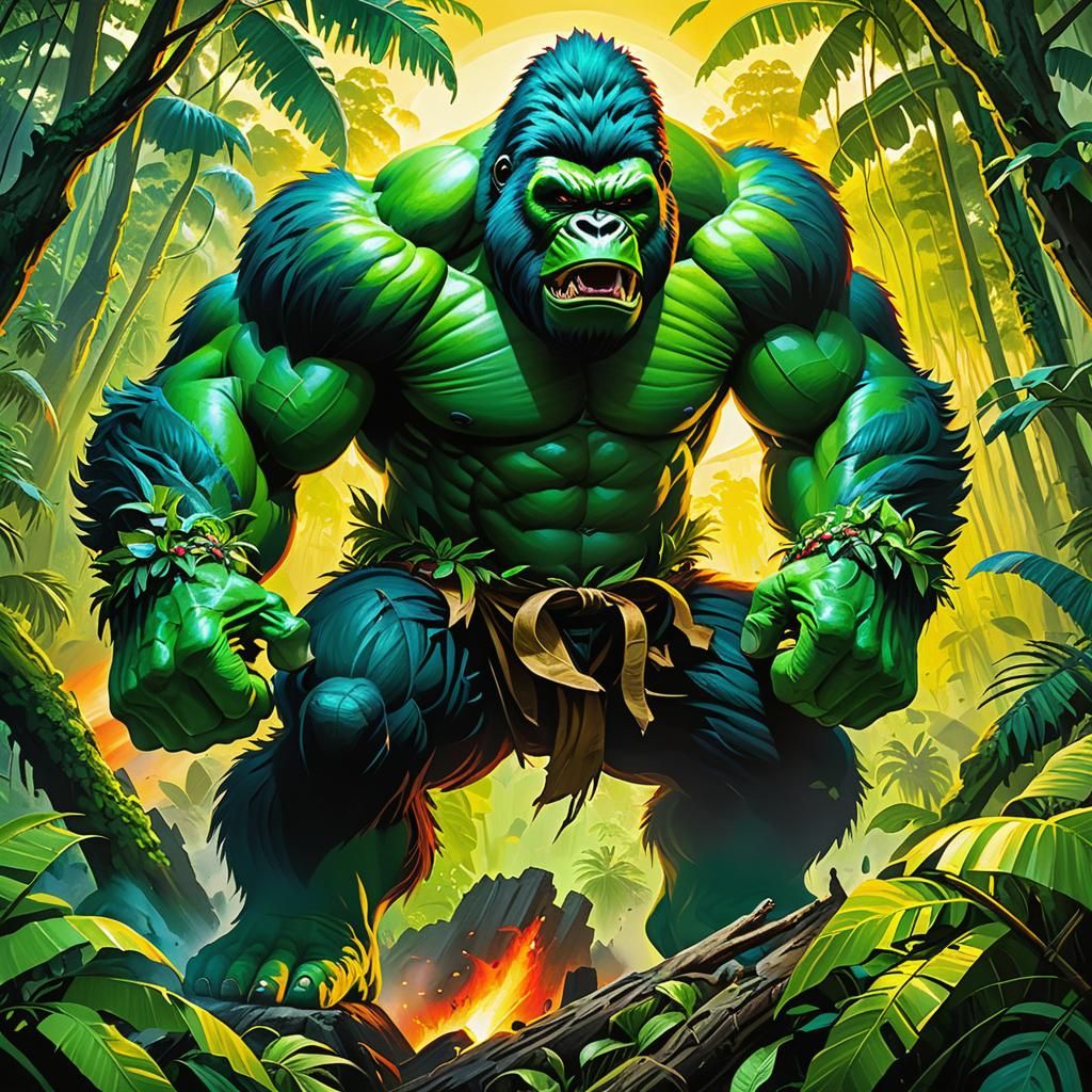 Hulk Gorilla in Heroic Jungle Battle