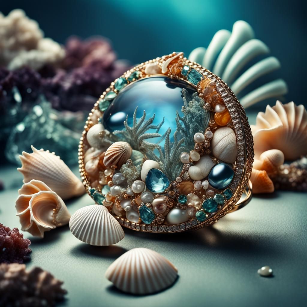 Hyperrealistic Jewellery in Vibrant Oceanic Gradient