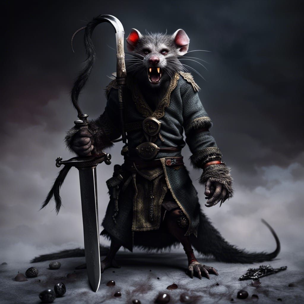 Surreal Wererat in Dark, Moody, Cinematic Scene