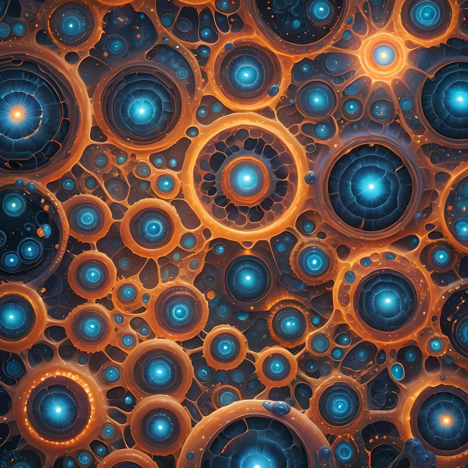 Fantastical Mitosis Album Cover in Deep, Vibrant Hues