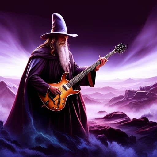 Gandalf Rocking Out in Space: Detailed Digital Art