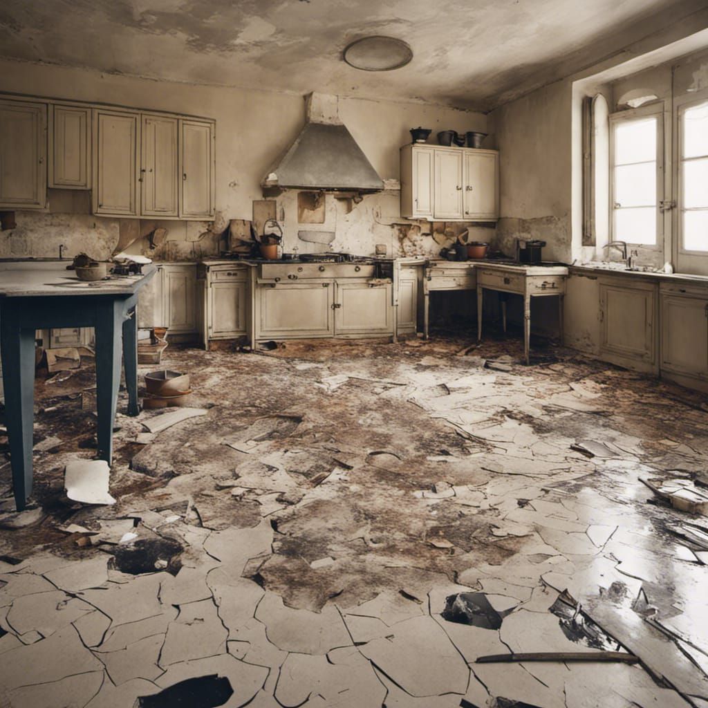 French Kitchen Floor Explosion in Linoleum